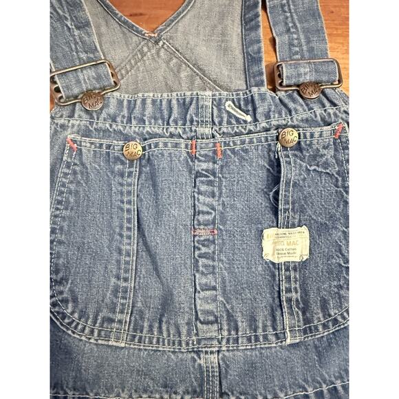 Vintage 70's JCPenney Big Mac Square Back Blue Denim Carpenter Bib Overall 34x34 - Picture 8 of 15